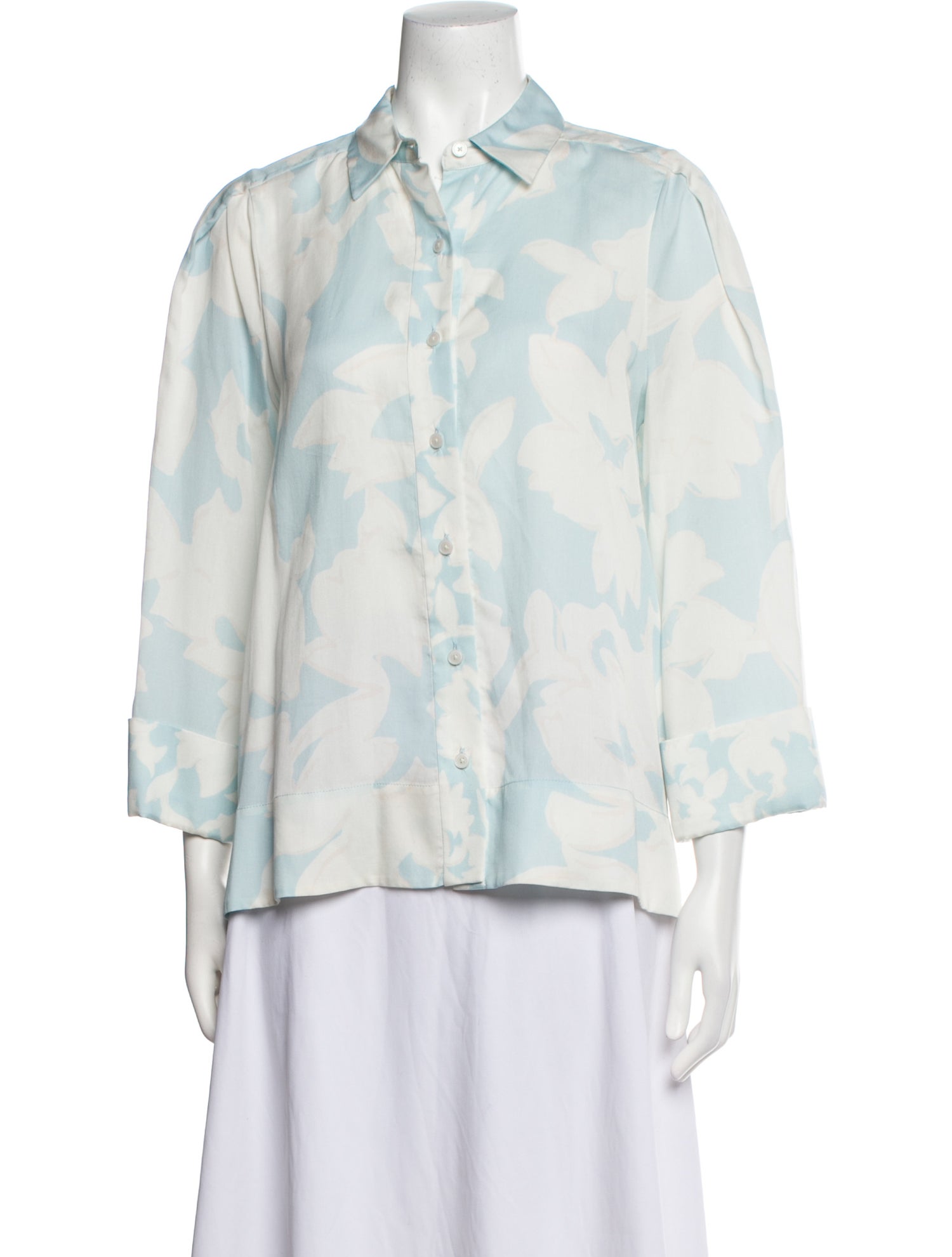 Derek Lam 10 Crosby Tie-Dye Print Three-Quarter Sleeve Button-Up Top w/ Tags