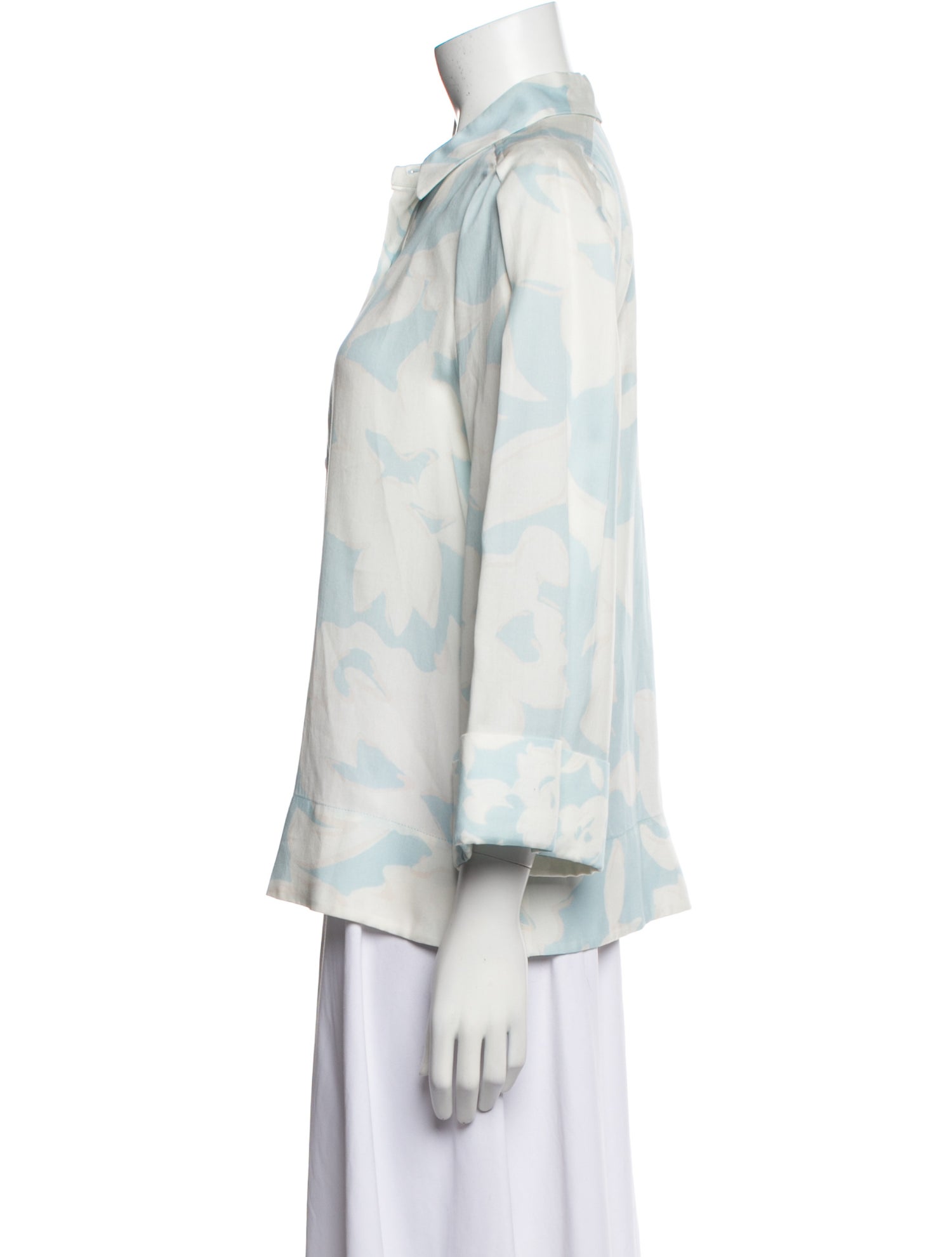 Derek Lam 10 Crosby Tie-Dye Print Three-Quarter Sleeve Button-Up Top w/ Tags