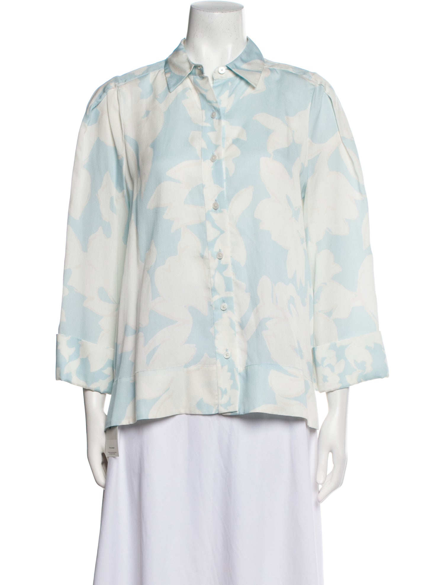 Derek Lam 10 Crosby Tie-Dye Print Three-Quarter Sleeve Button-Up Top w/ Tags