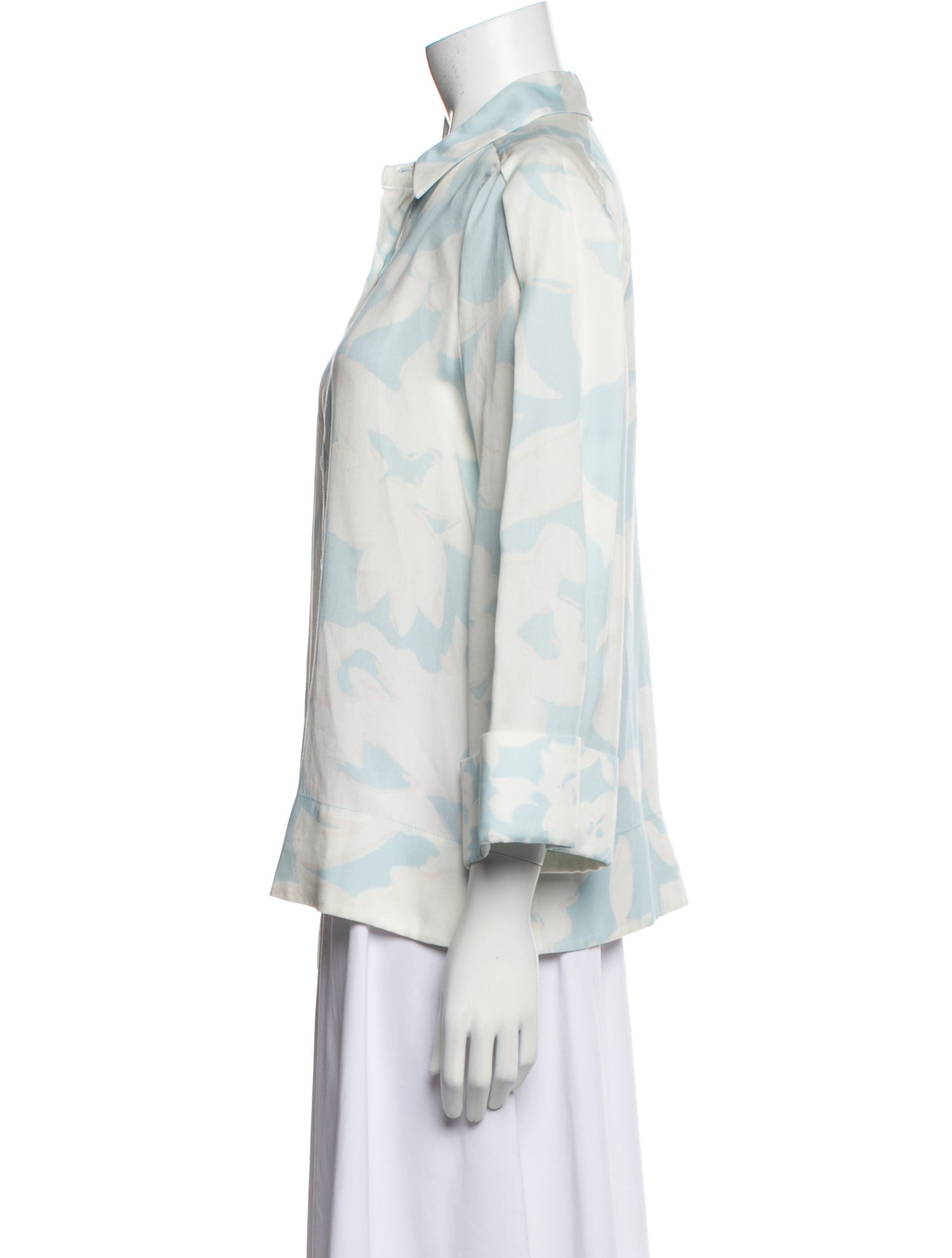 Derek Lam 10 Crosby Tie-Dye Print Three-Quarter Sleeve Button-Up Top w/ Tags