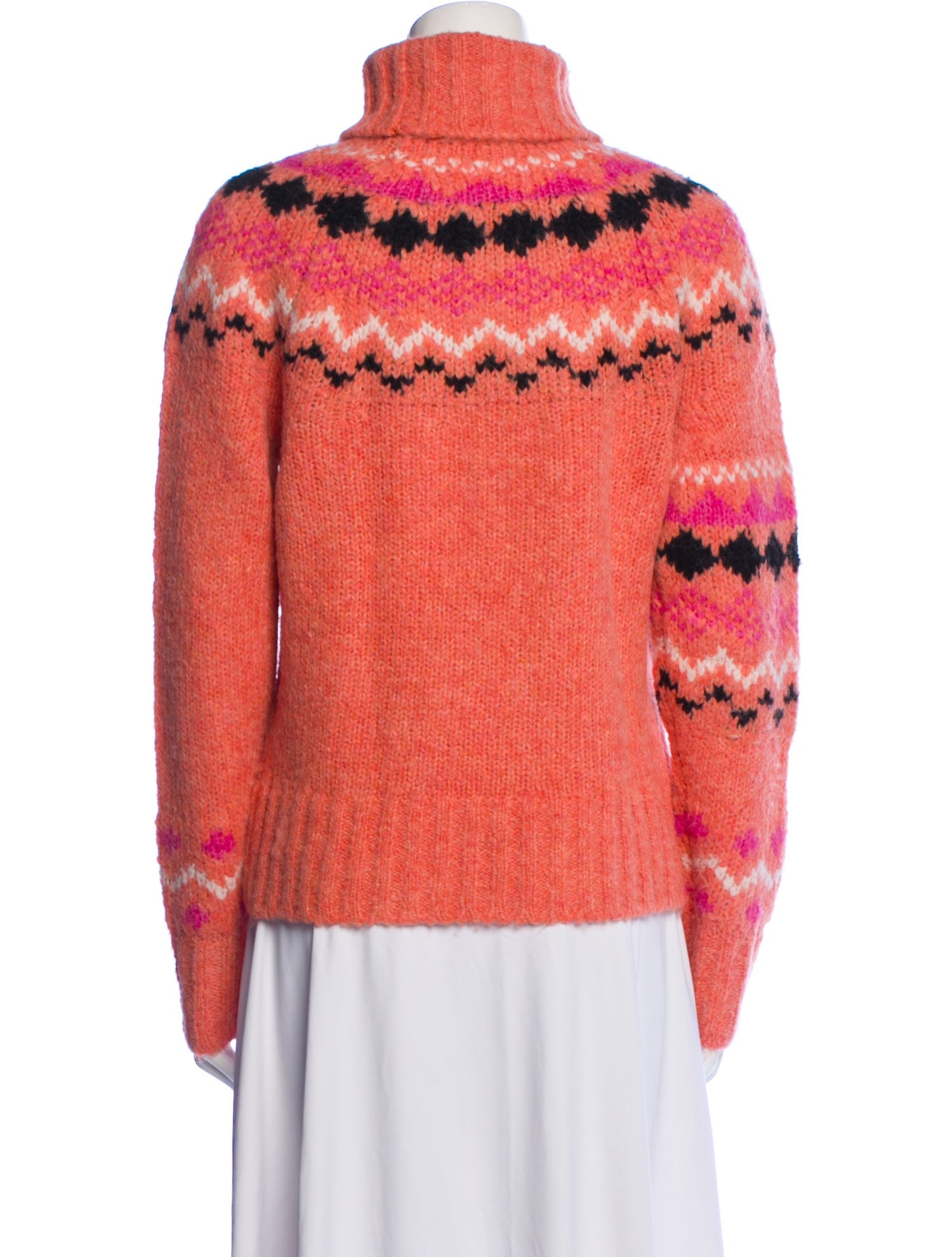 DEREK LAM デレクラム  長袖ニット  サイズ:S/P  オレンジ 赤橙色 カシミヤ100％ レディース フリル リブニット トップス Derek Lam 10 Crosby Merino Wool Turtleneck Orange Printed