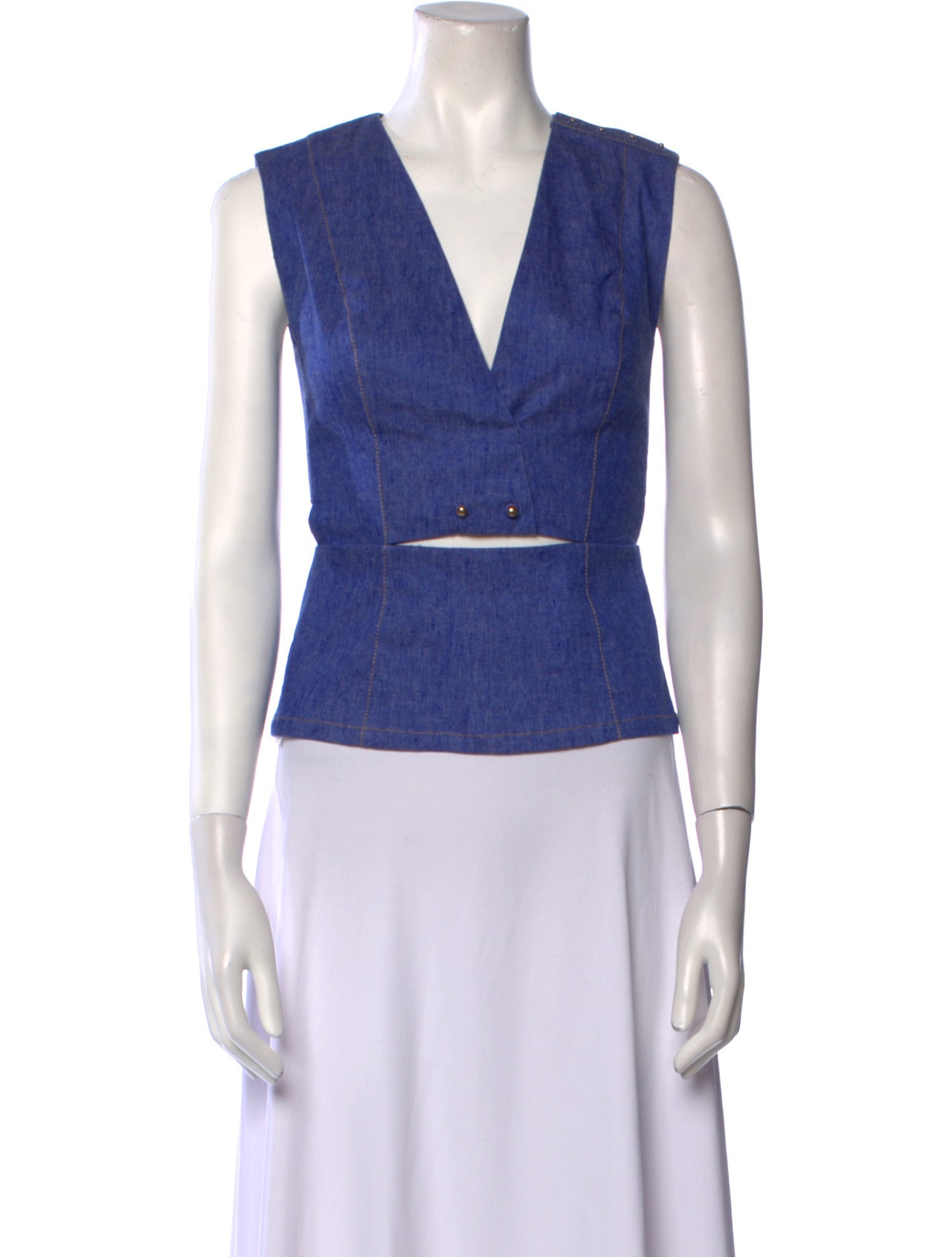 Derek Lam 10 Crosby Linen Plunge Neckline Crop Top