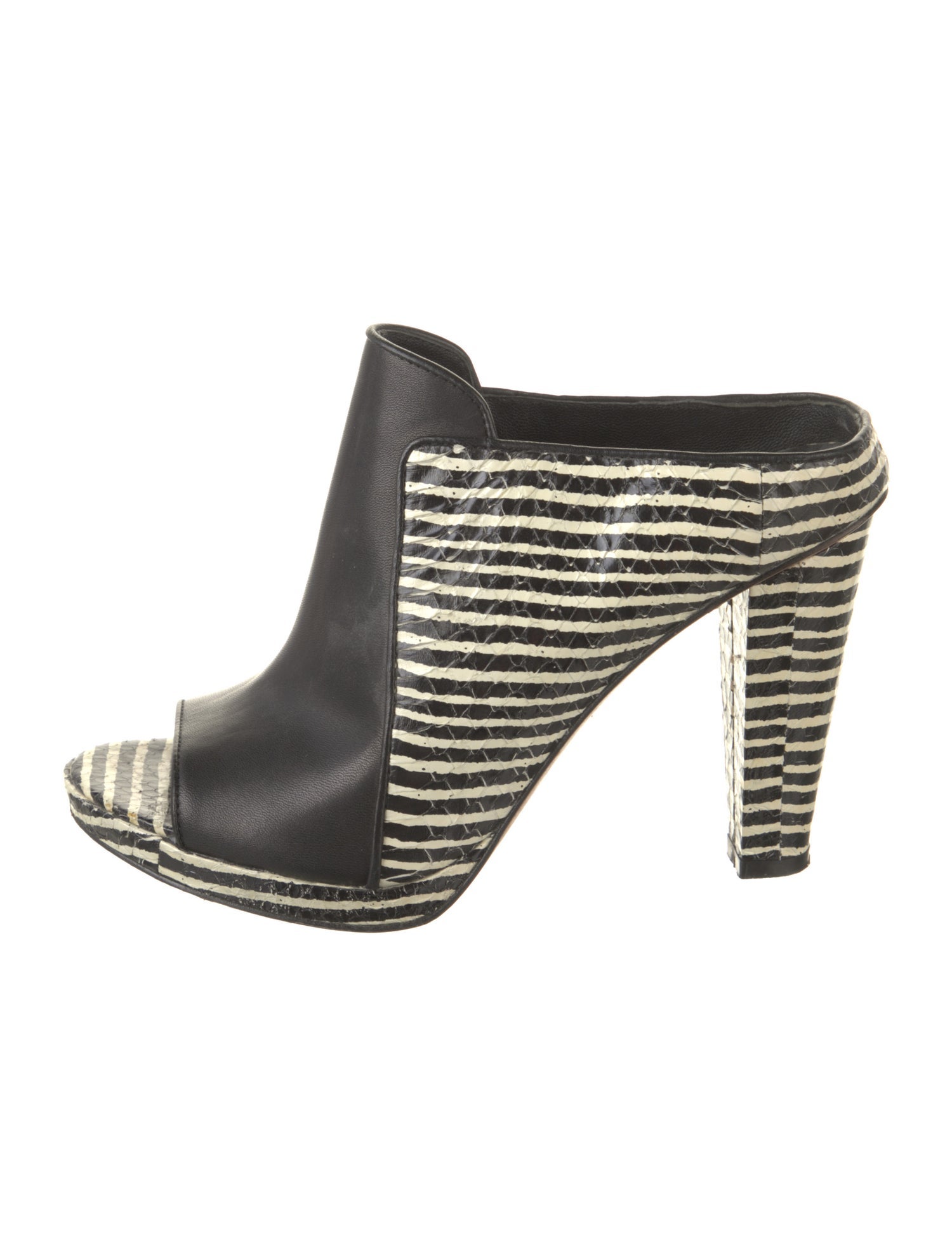 Derek Lam 10 Crosby Snakeskin Striped Slides