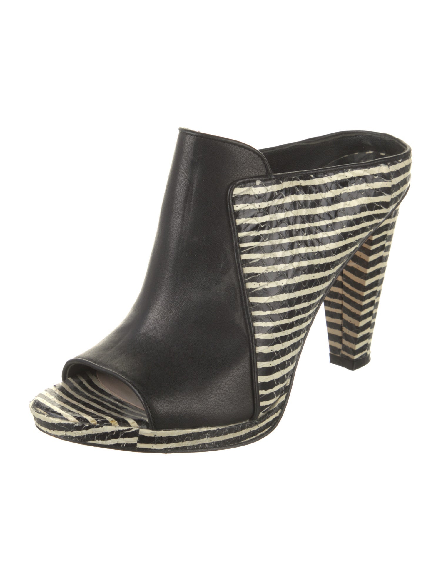 Derek Lam 10 Crosby Snakeskin Striped Slides