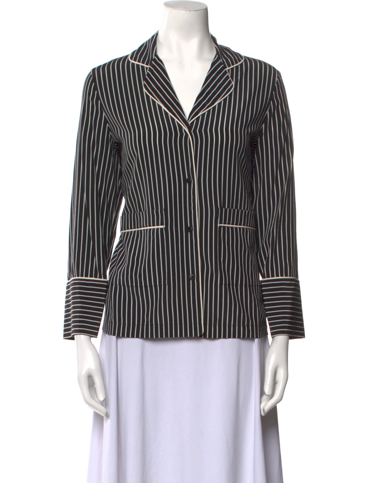 Derek Lam 10 Crosby Silk Striped Button-Up Top