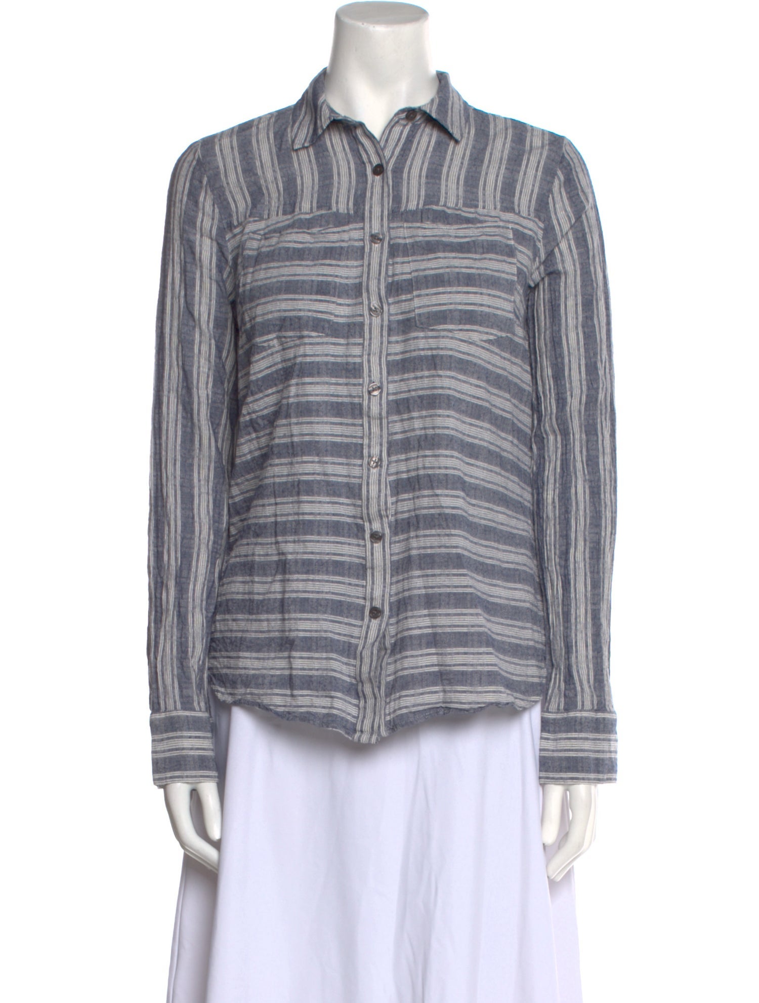 Derek Lam 10 Crosby Striped Long Sleeve Button-Up Top