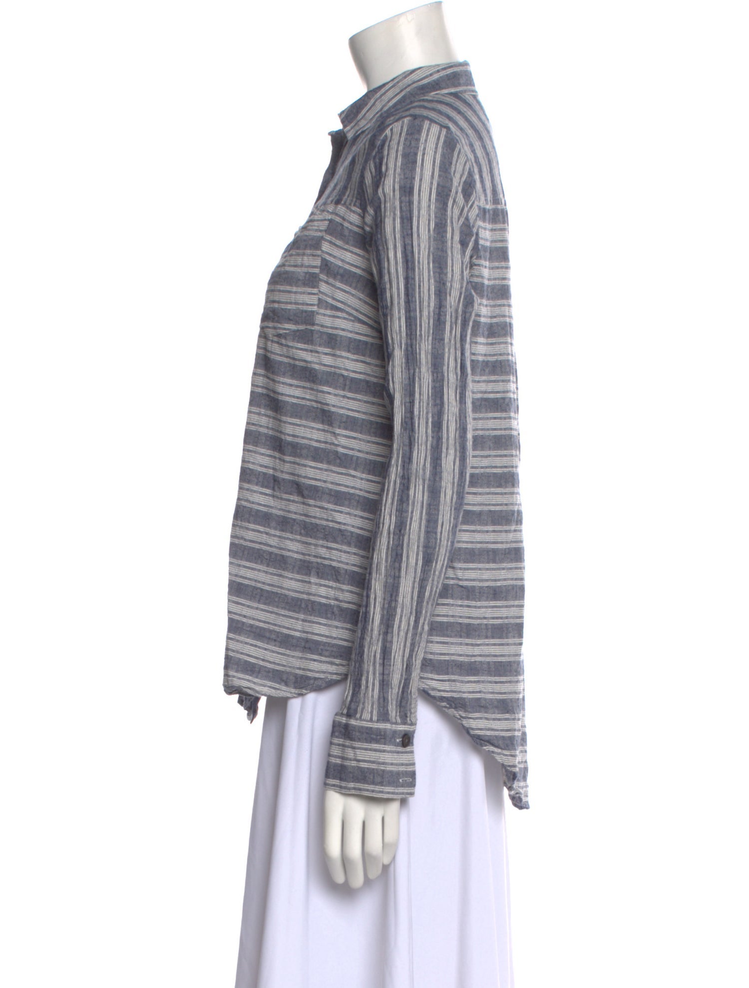 Derek Lam 10 Crosby Striped Long Sleeve Button-Up Top