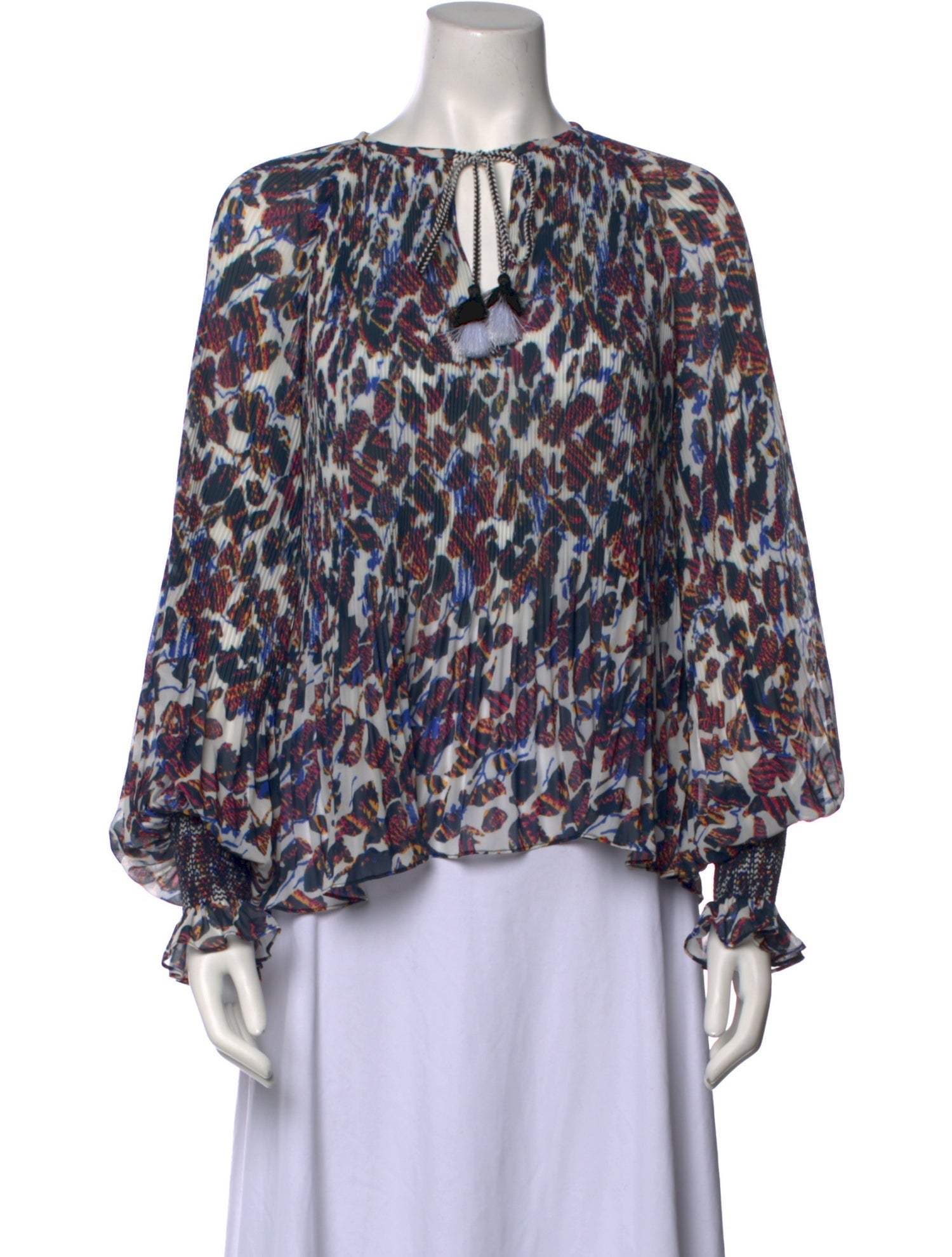 Derek Lam 10 Crosby Printed Bateau Neckline Blouse