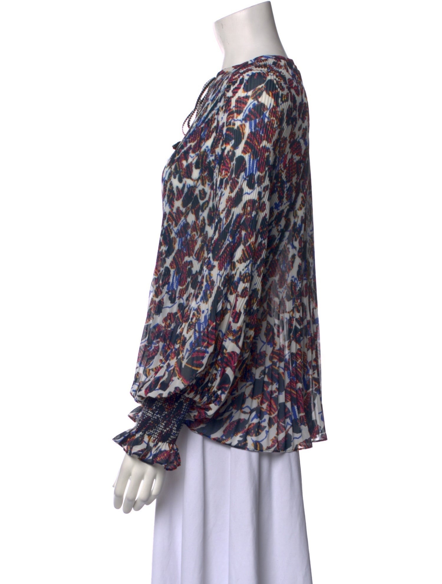 Derek Lam 10 Crosby Printed Bateau Neckline Blouse