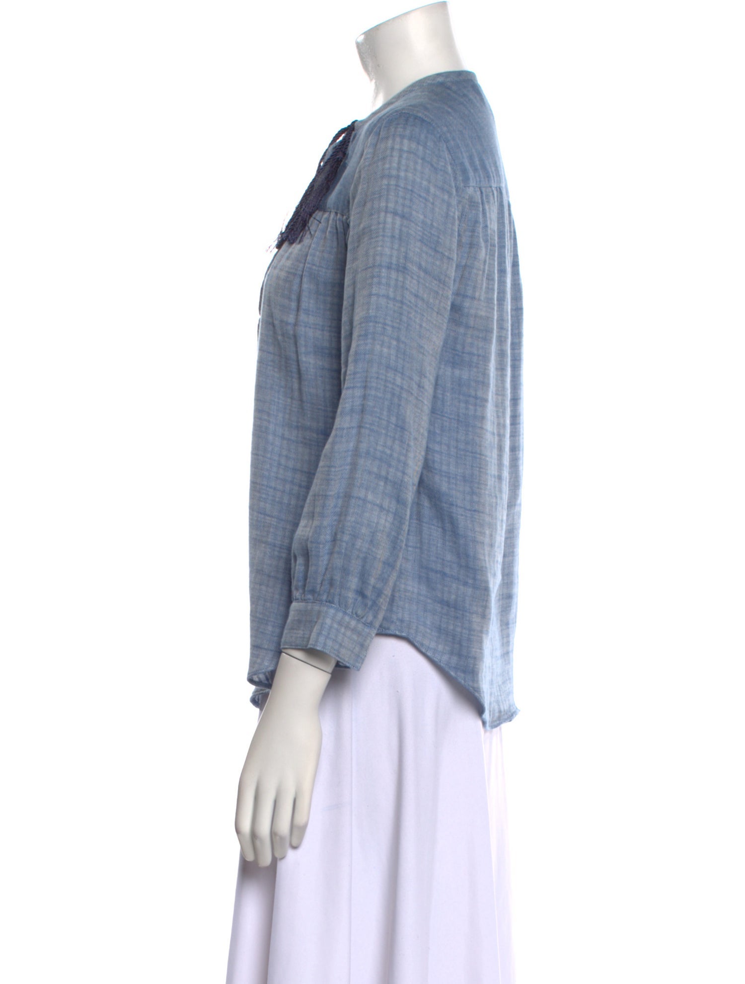 Derek Lam 10 Crosby Crew Neck Three-Quarter Sleeve Blouse