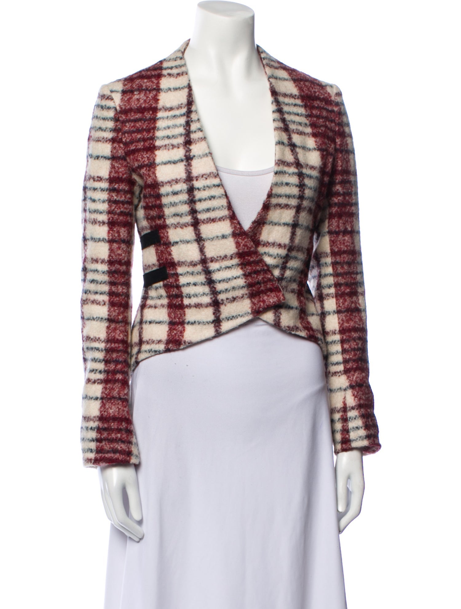 Derek Lam 10 Crosby Virgin Wool Plaid Print Blazer