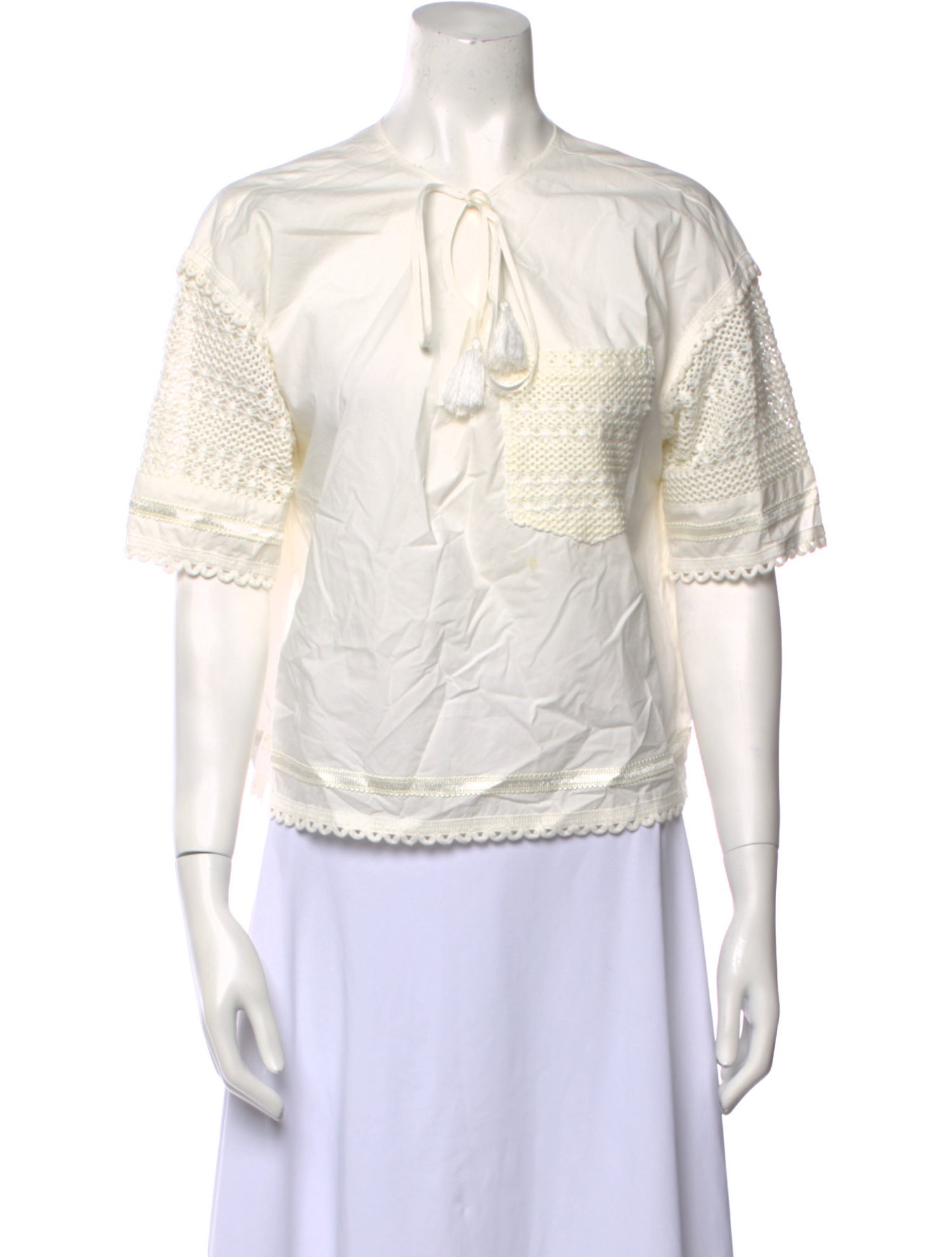 Derek Lam 10 Crosby Tie Neck Short Sleeve Blouse
