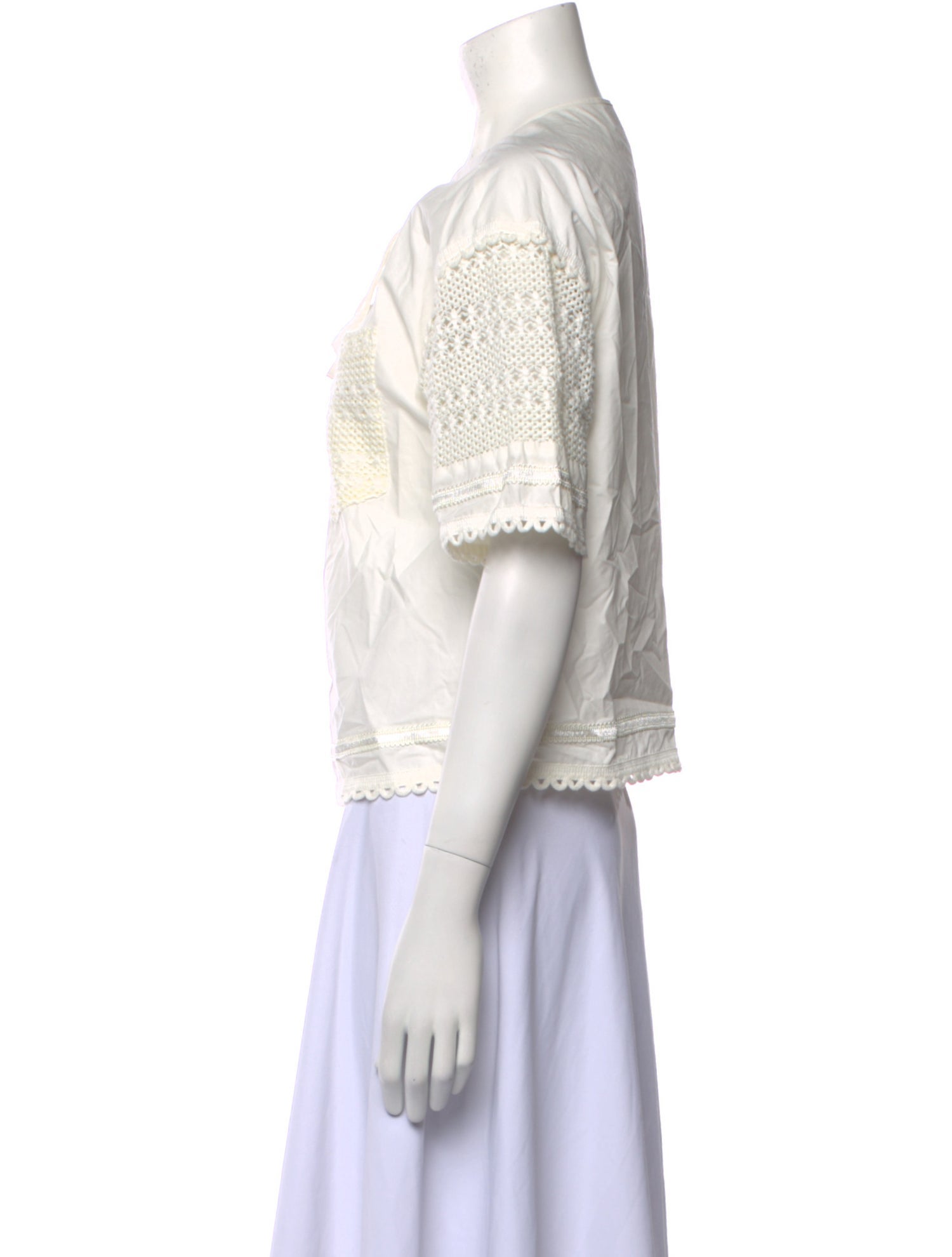 Derek Lam 10 Crosby Tie Neck Short Sleeve Blouse