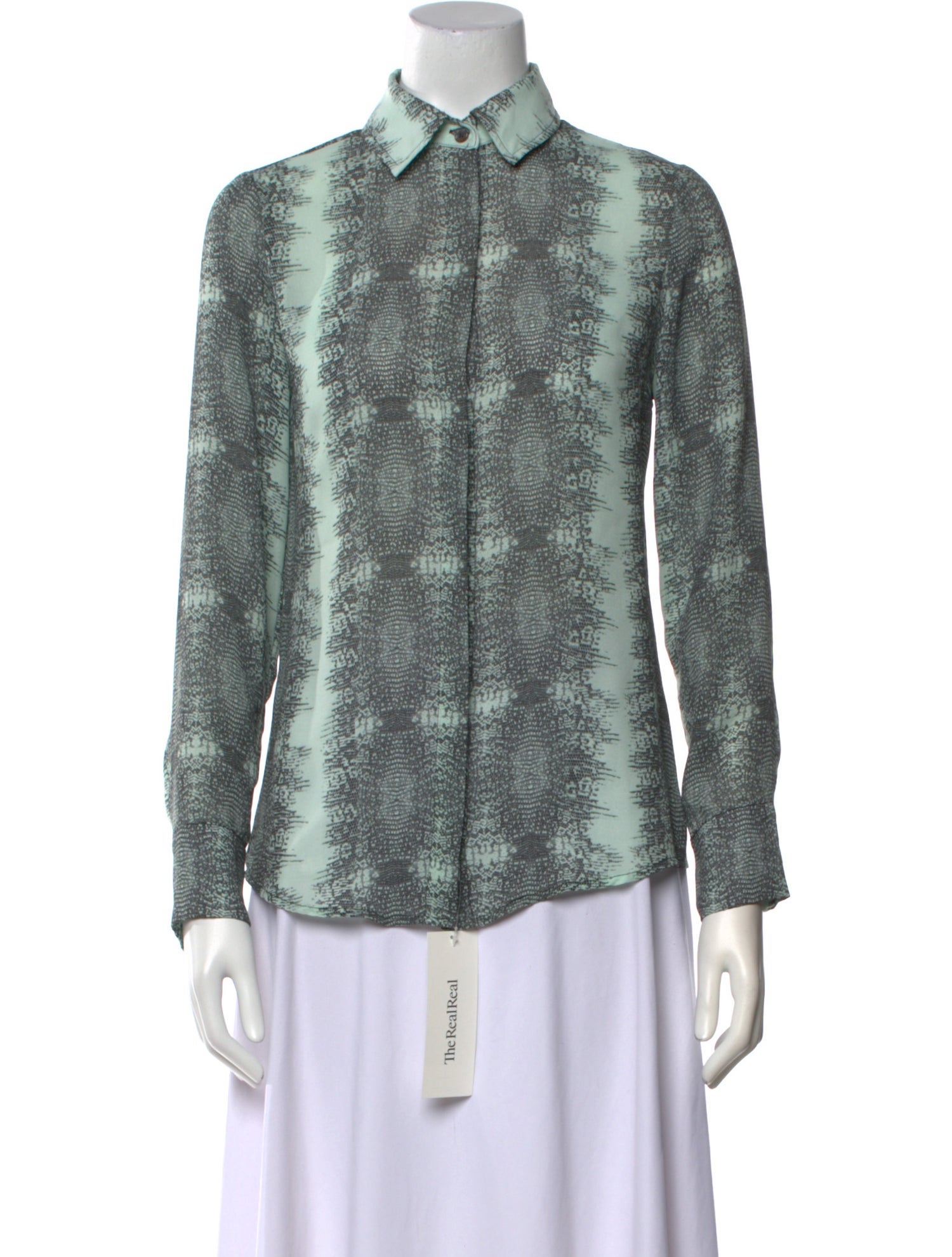 Derek Lam 10 Crosby Silk Printed Button-Up Top