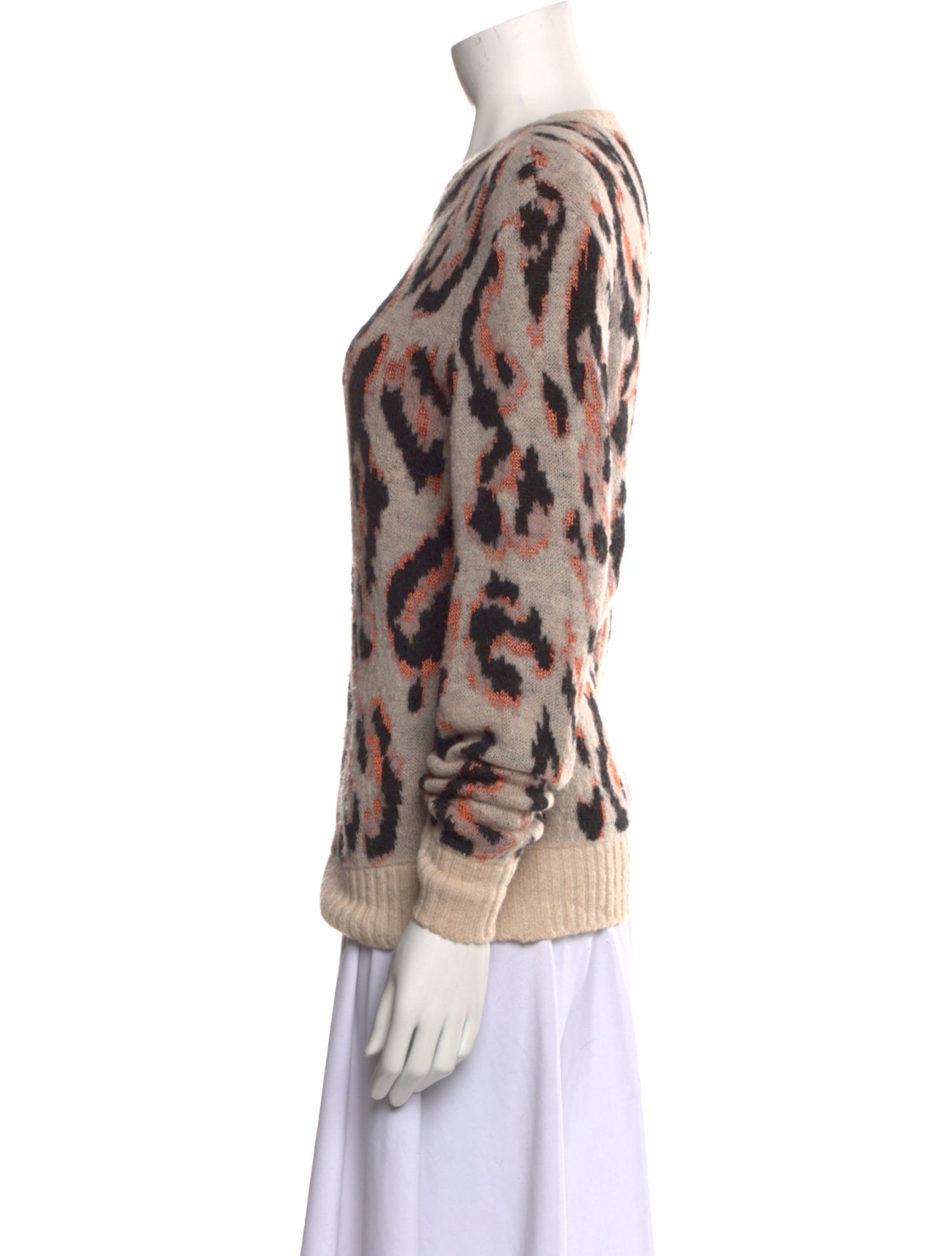 Derek Lam 10 Crosby Animal Print Crew Neck Sweater