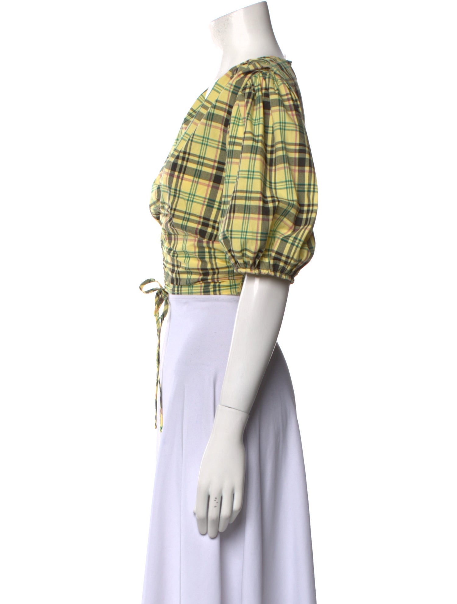 Derek Lam 10 Crosby Plaid Print V-Neck Crop Top