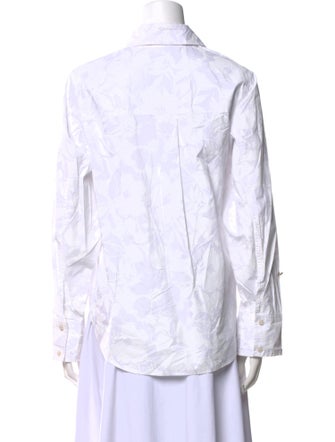 Derek Lam 10 Crosby Printed Long Sleeve Button-Up Top