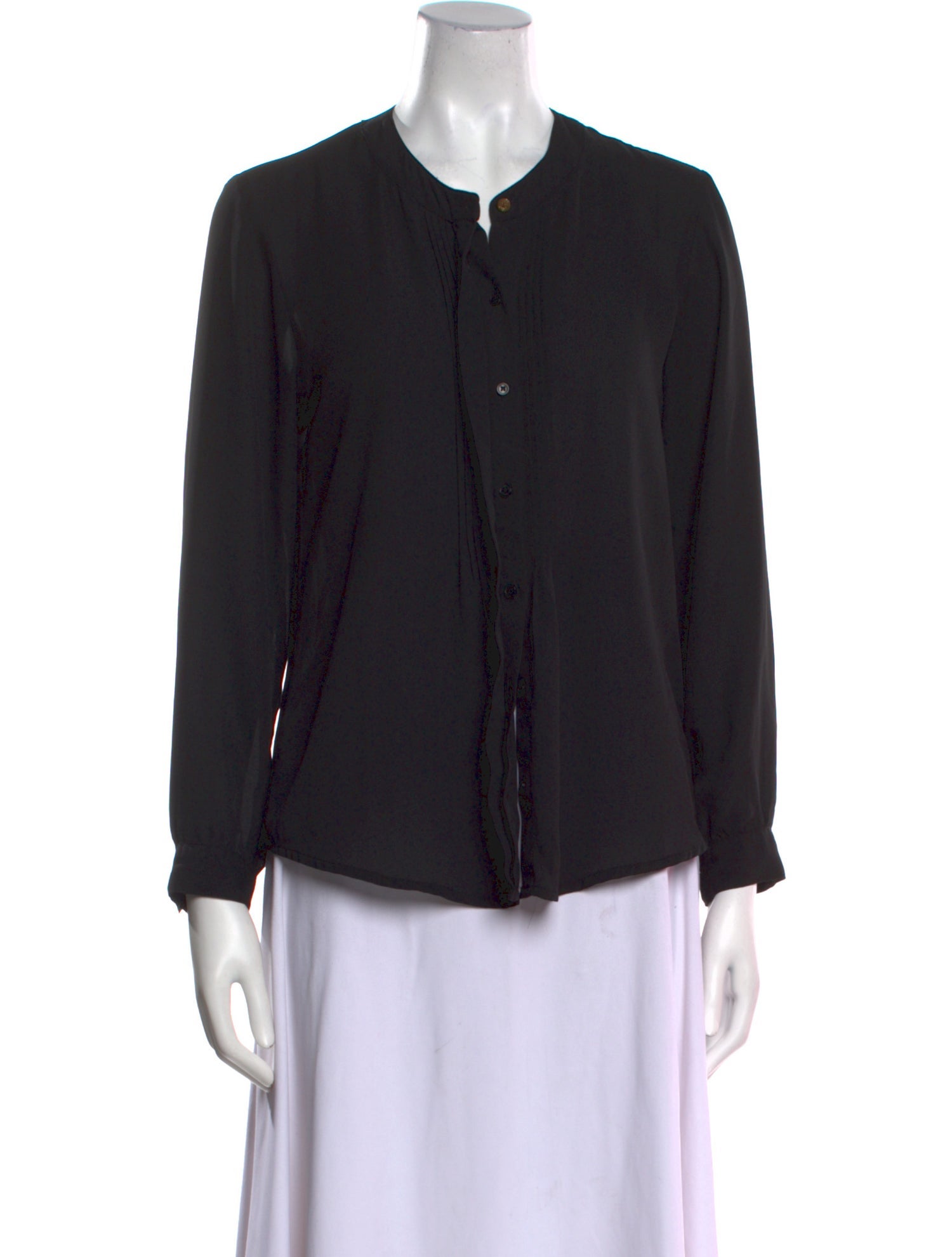 Derek Lam 10 Crosby Crew Neck Long Sleeve Button-Up Top