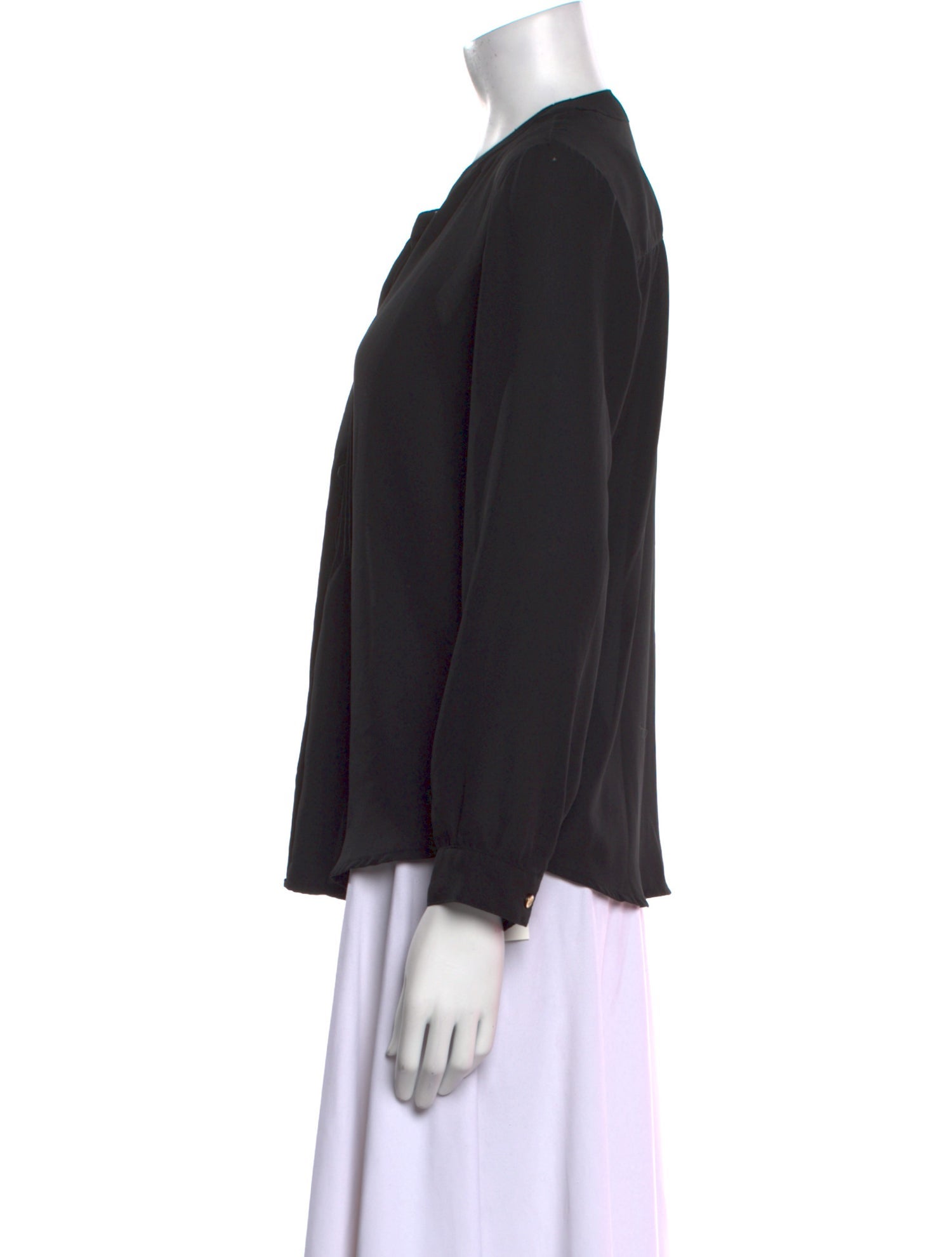 Derek Lam 10 Crosby Crew Neck Long Sleeve Button-Up Top