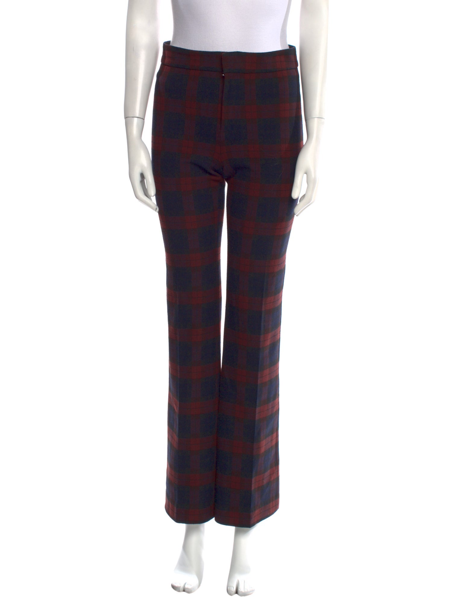 Derek Lam 10 Crosby Plaid Print Wide Leg Pants