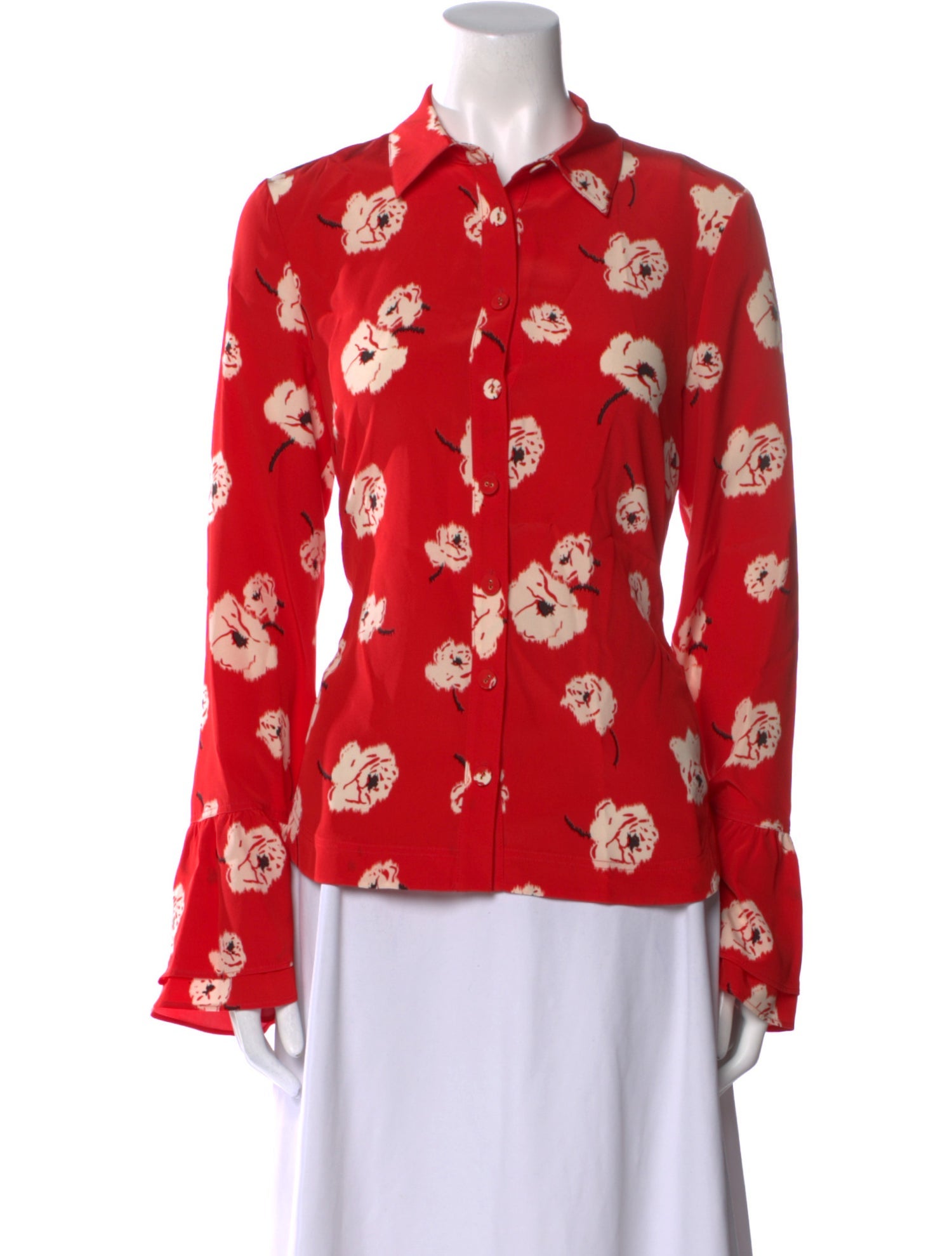 Derek Lam 10 Crosby Silk Floral Print Button-Up Top