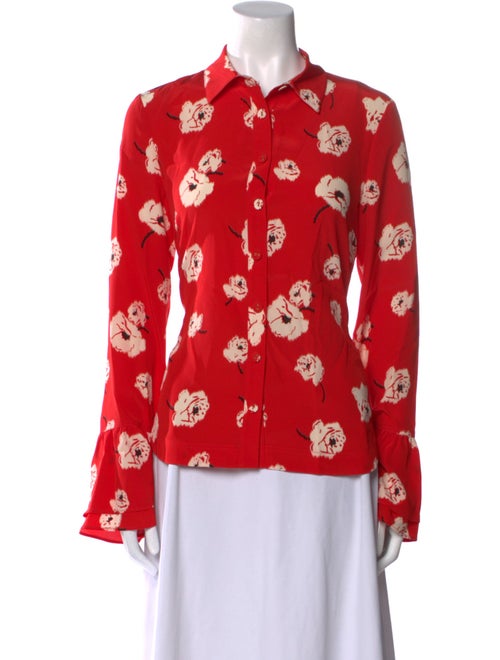 Derek Lam 10 Crosby Silk Floral Print Button-Up Top