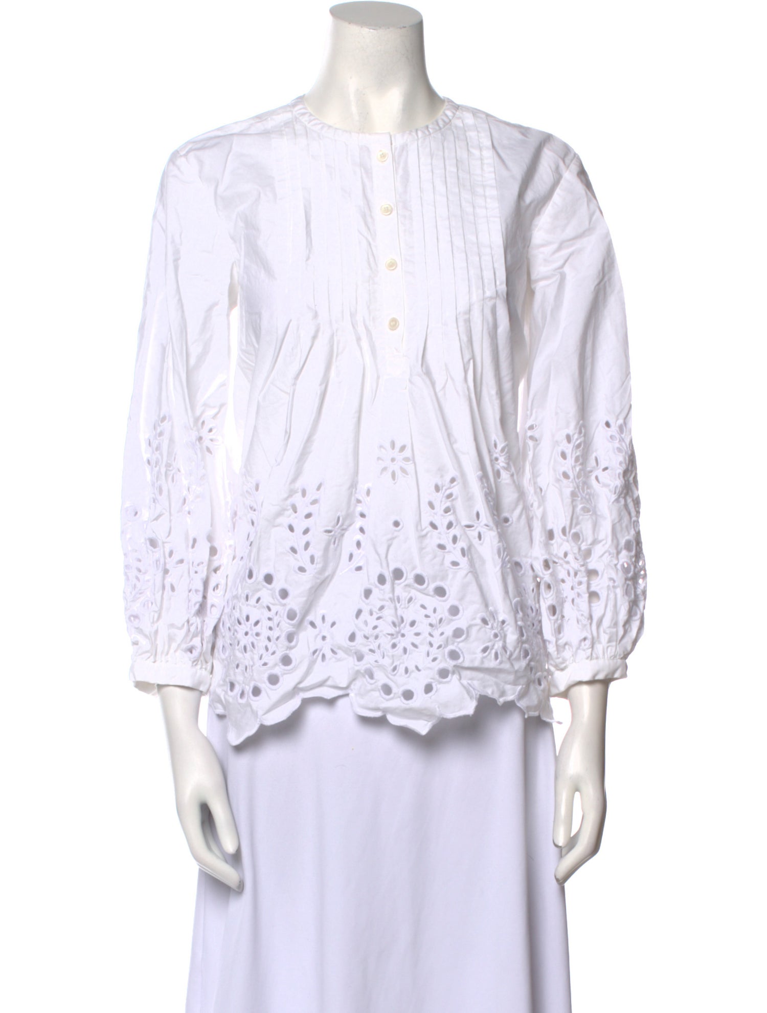 Derek Lam 10 Crosby Crew Neck Three-Quarter Sleeve Blouse