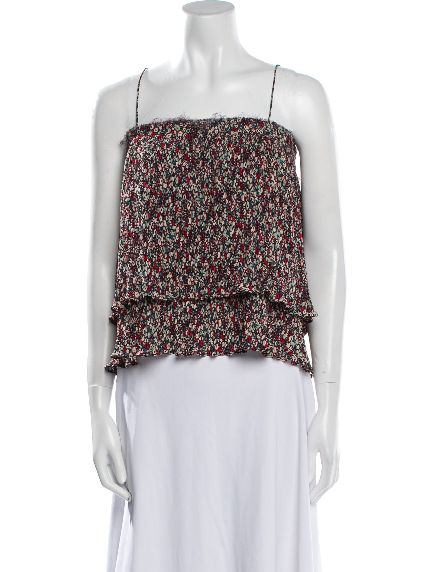 Derek Lam 10 Crosby Floral Print Square Neckline Crop Top