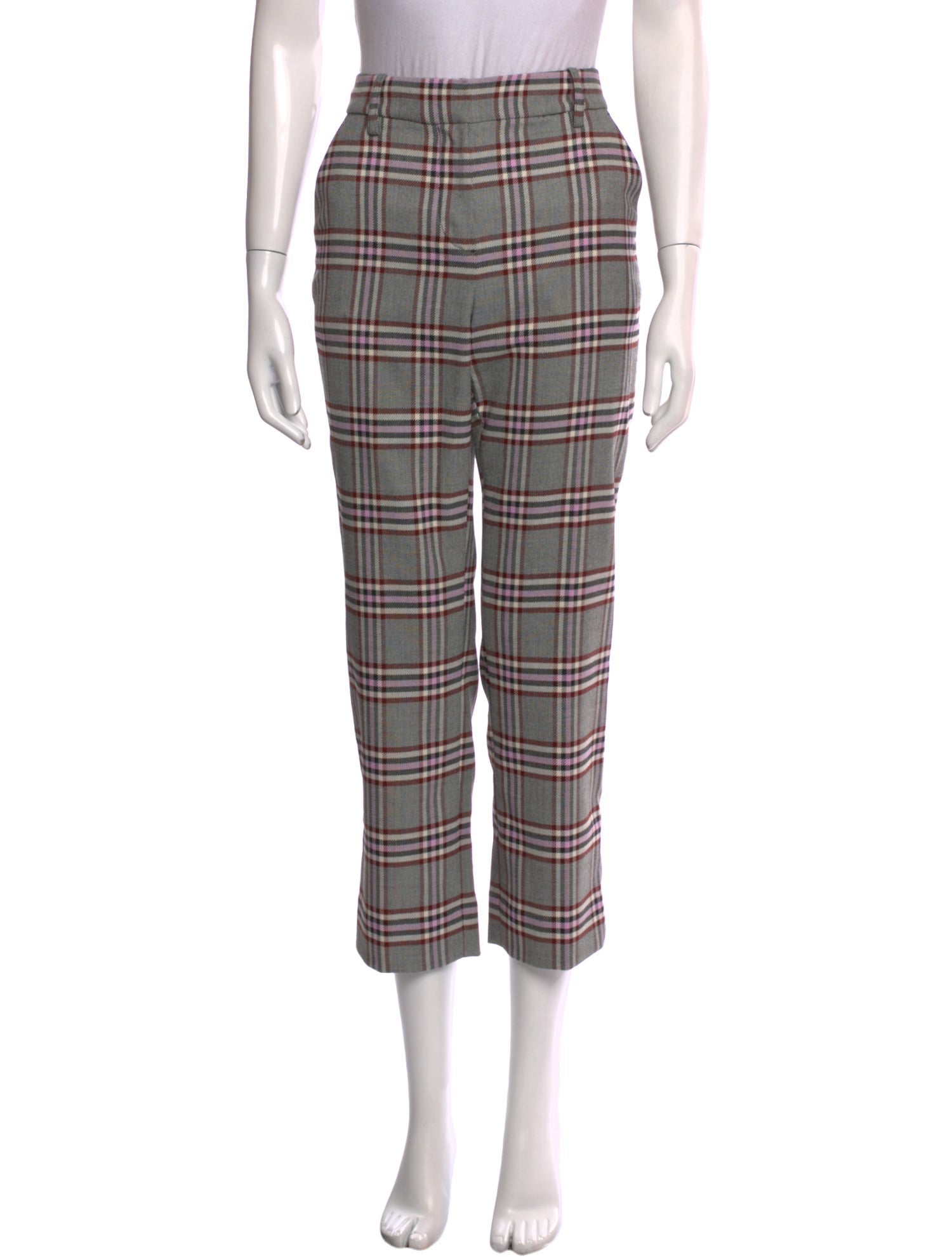 Derek Lam 10 Crosby Plaid Print Straight Leg Pants