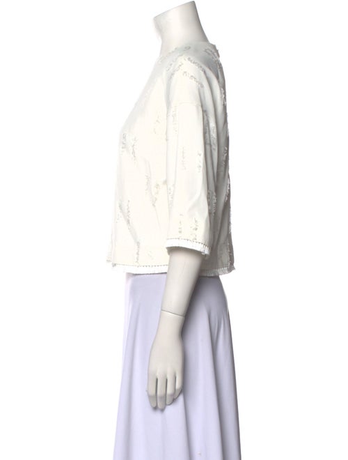 Derek Lam 10 Crosby Crew Neck Three-Quarter Sleeve Crop Top