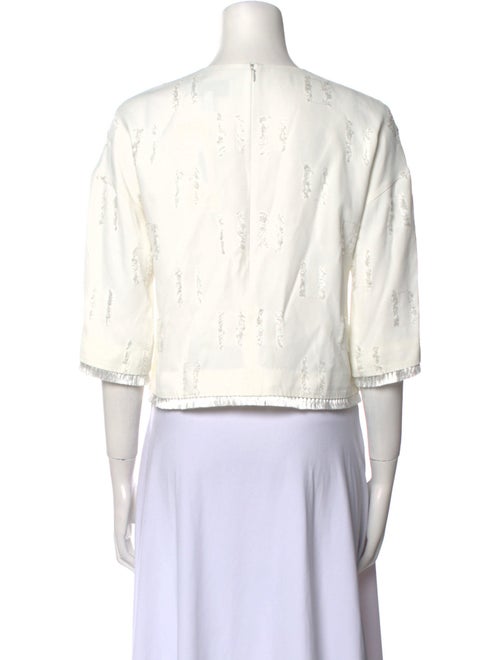 Derek Lam 10 Crosby Crew Neck Three-Quarter Sleeve Crop Top