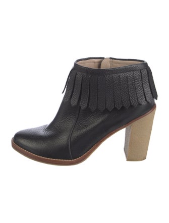 Derek Lam 10 Crosby Leather Fringe Trim Accent Boots