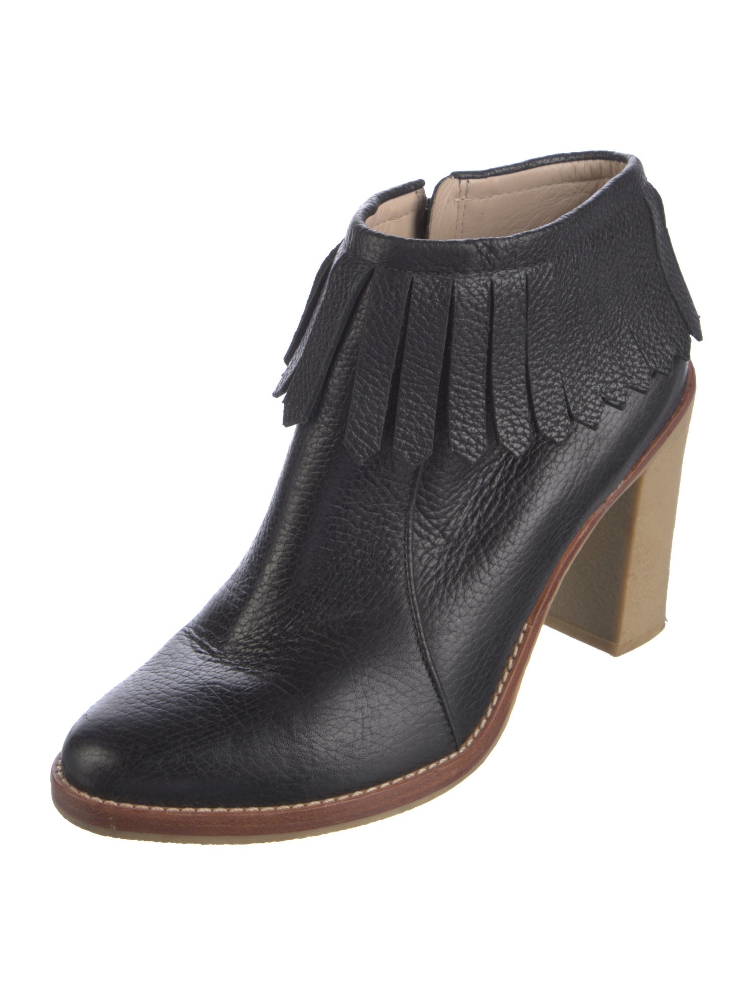 Derek Lam 10 Crosby Leather Fringe Trim Accent Boots
