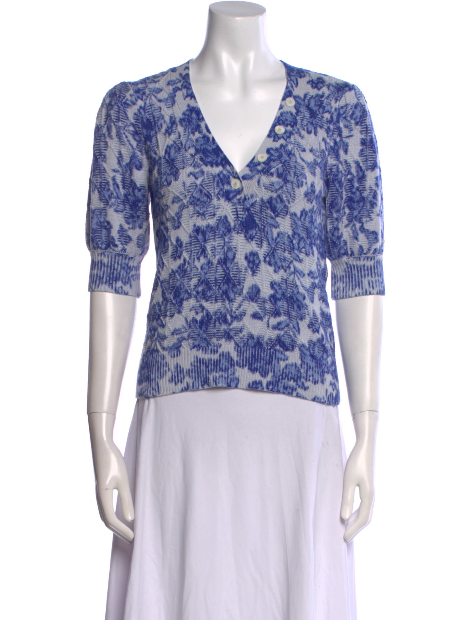 Derek Lam 10 Crosby Printed V-Neck Sweater
