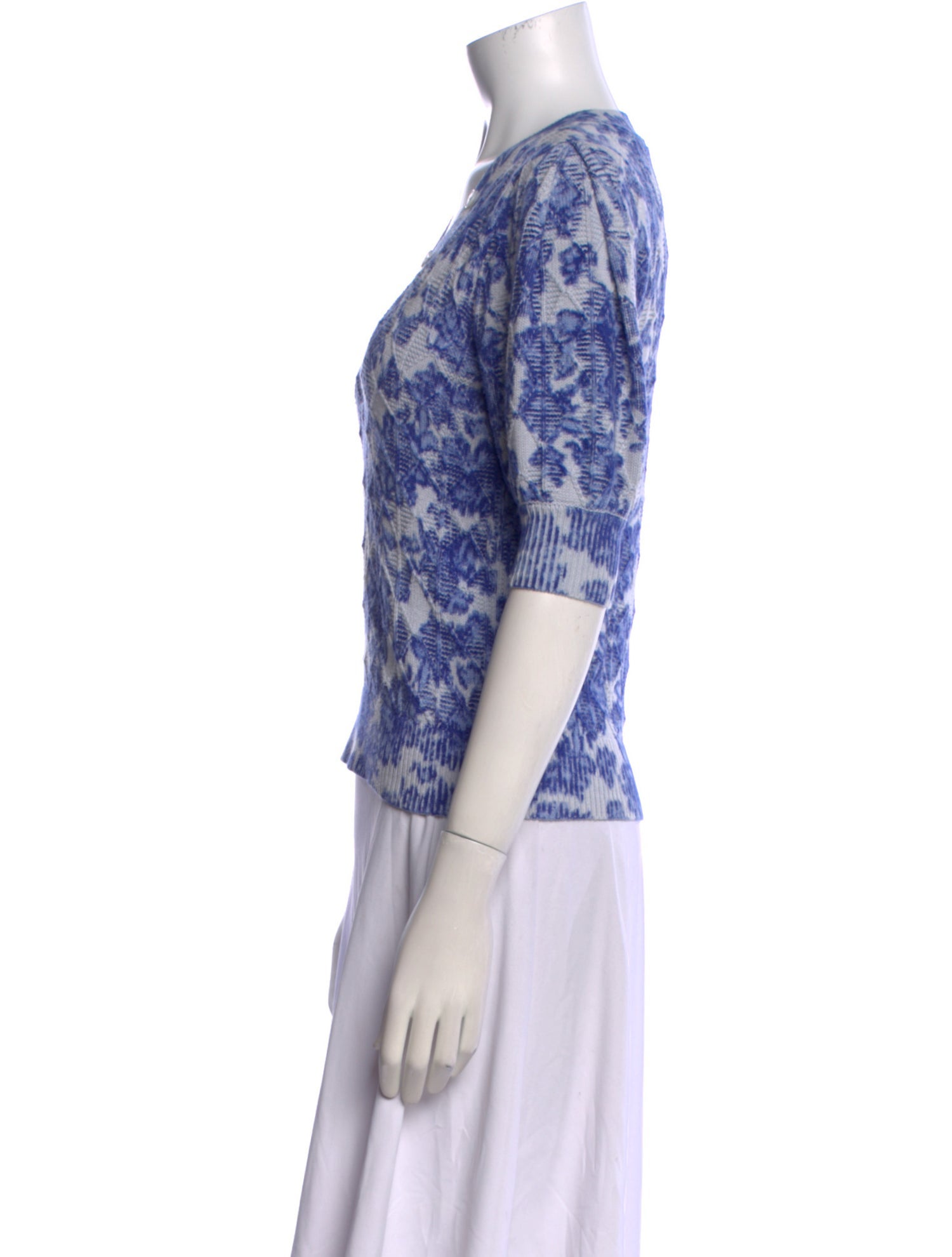 Derek Lam 10 Crosby Printed V-Neck Sweater