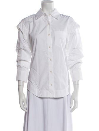 Derek Lam 10 Crosby Three-Quarter Sleeve Button-Up Top