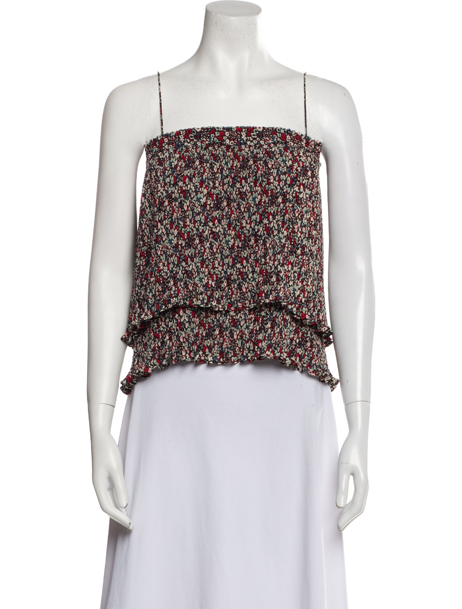 Derek Lam 10 Crosby Floral Print Square Neckline Crop Top