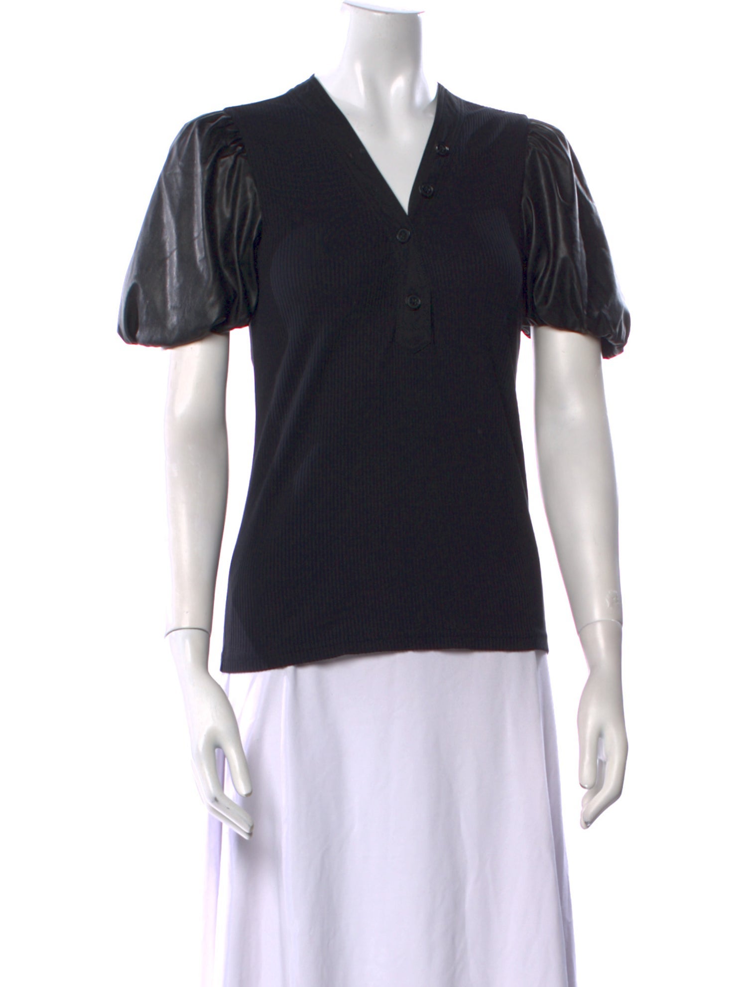 Derek Lam 10 Crosby V-Neck Short Sleeve Polo