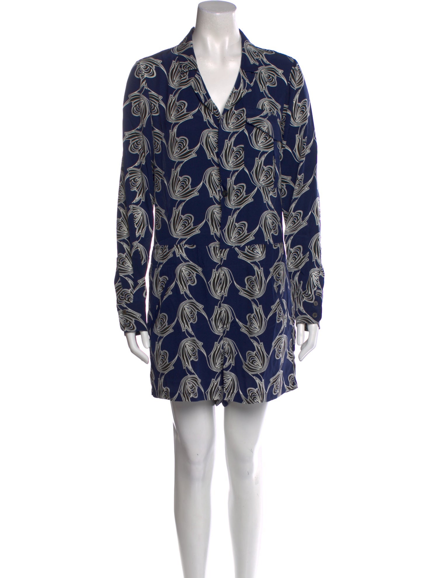 Derek Lam 10 Crosby Silk Printed Romper