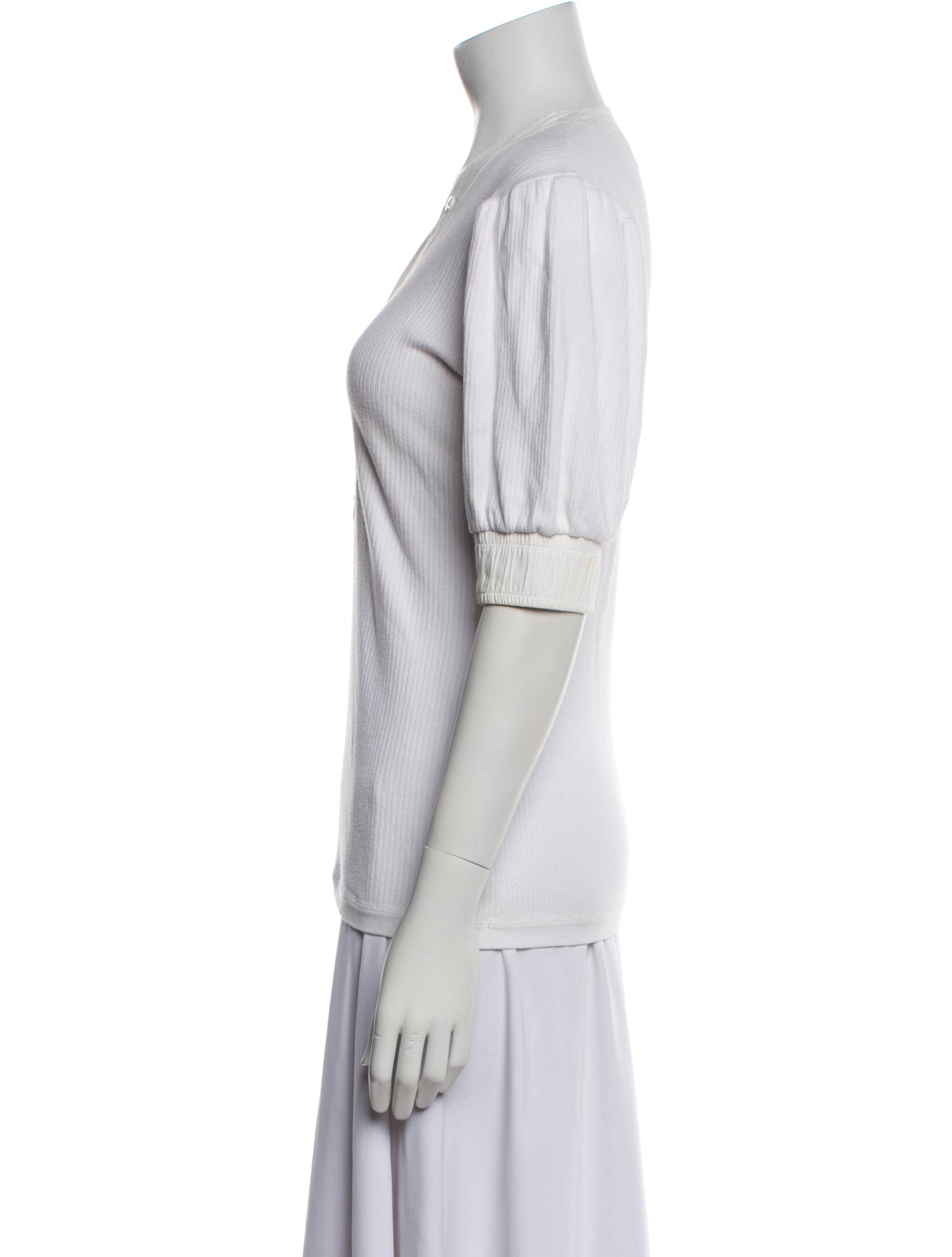 Derek Lam 10 Crosby V-Neck Three-Quarter Sleeve Polo