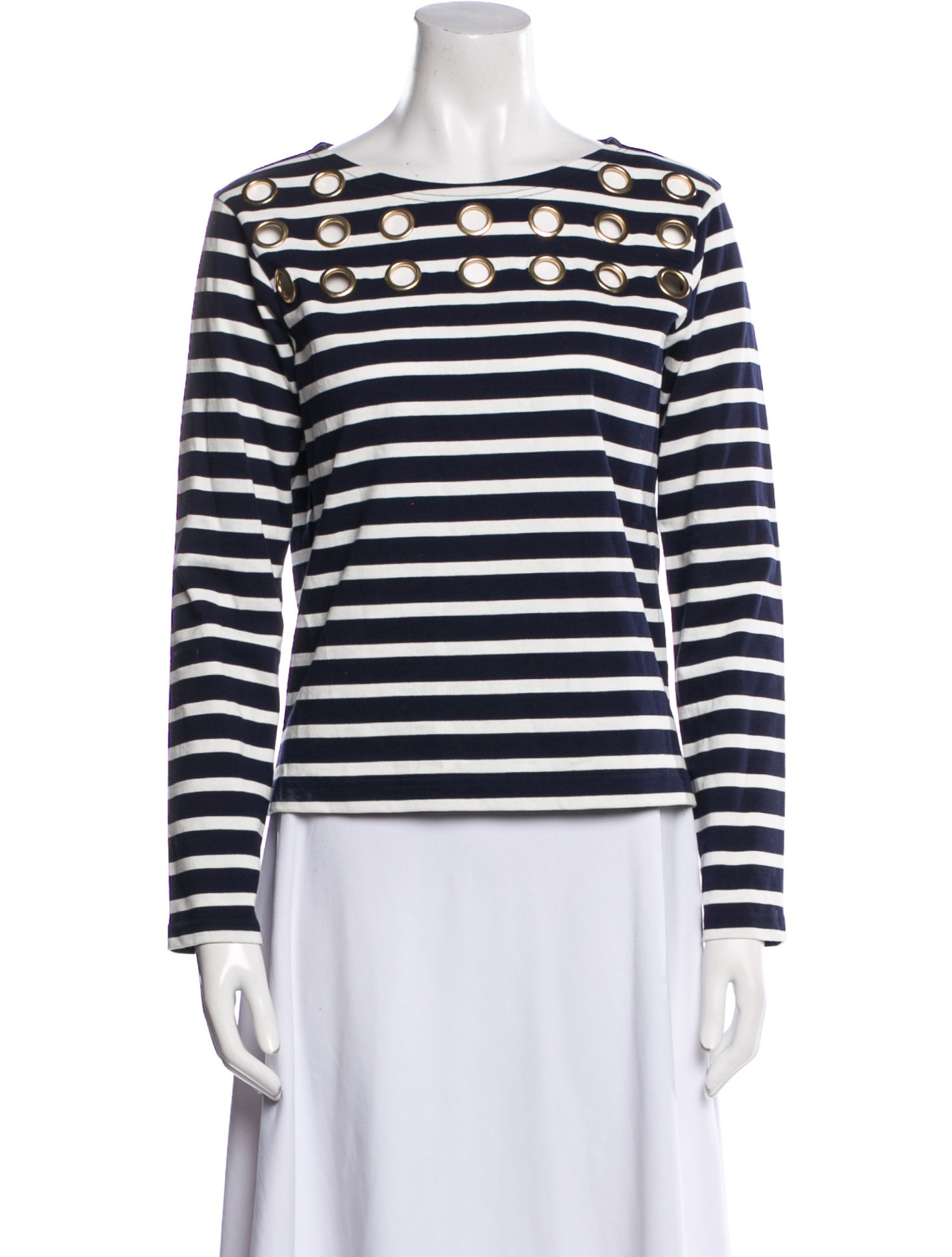 Derek Lam 10 Crosby Striped Bateau Neckline Top