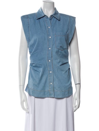 Derek Lam 10 Crosby Short Sleeve Button-Up Top