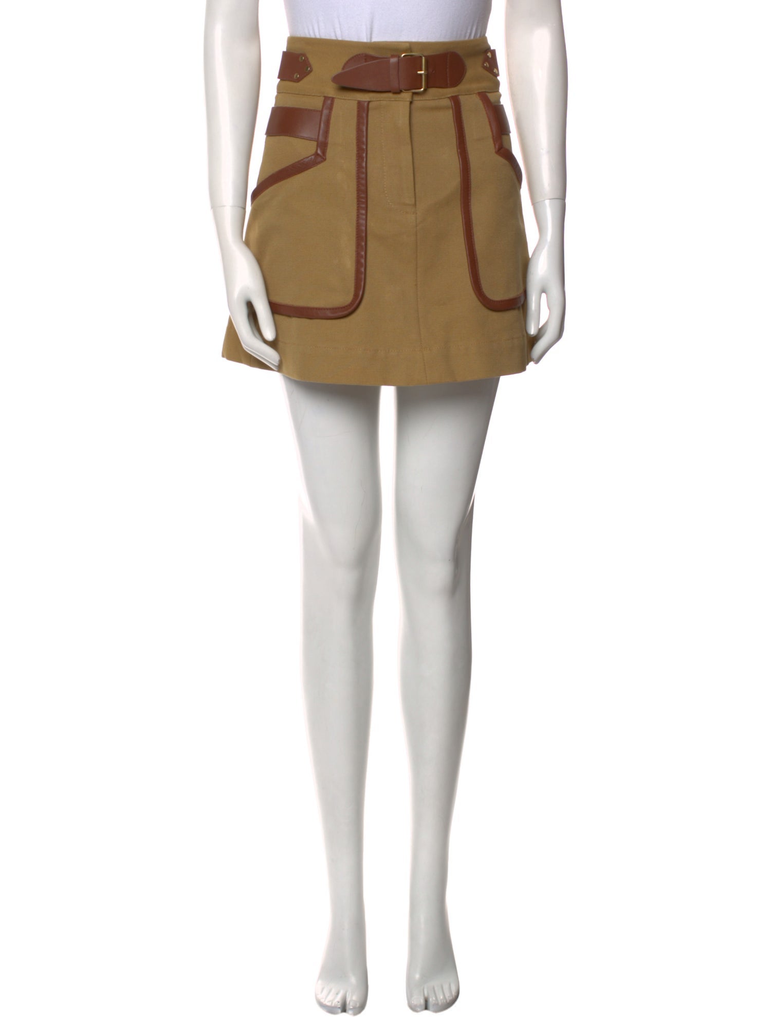 Derek Lam 10 Crosby Leather Trim Embellishment Mini Skirt