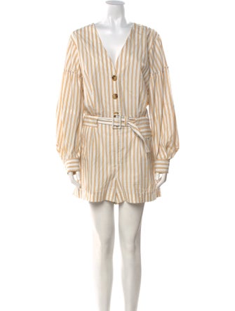 Derek Lam 10 Crosby Striped V-Neck Romper