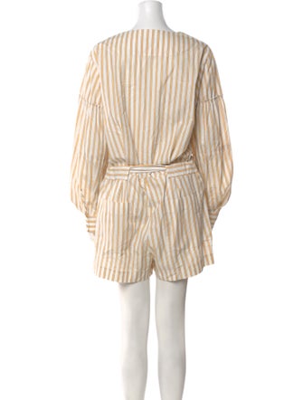 Derek Lam 10 Crosby Striped V-Neck Romper