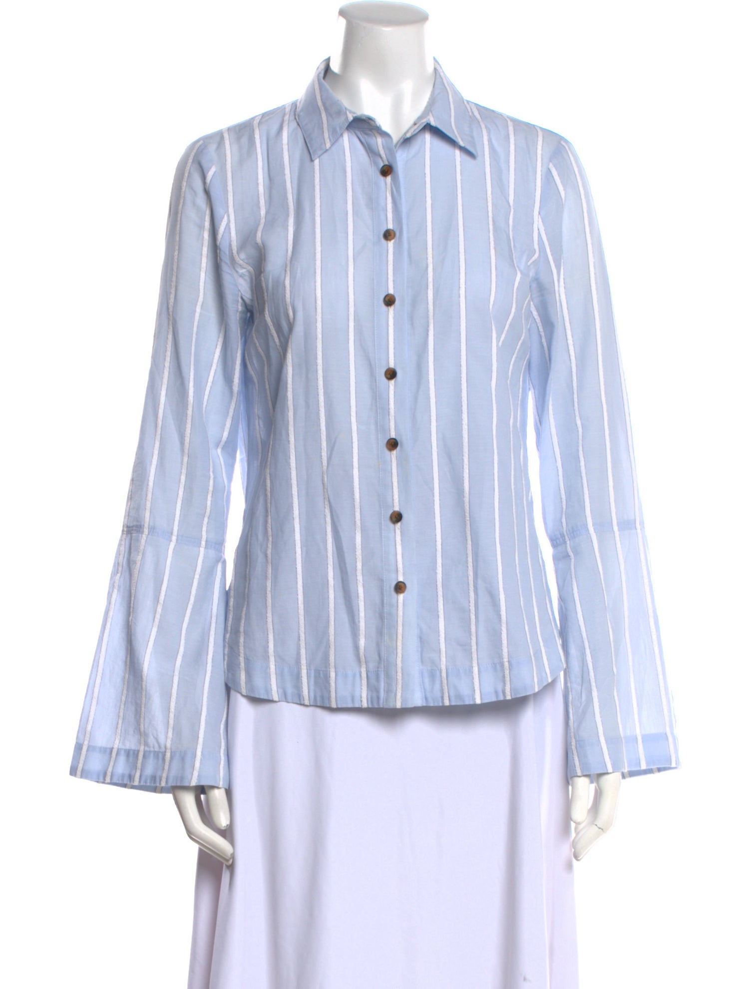 Derek Lam 10 Crosby Striped Long Sleeve Button-Up Top