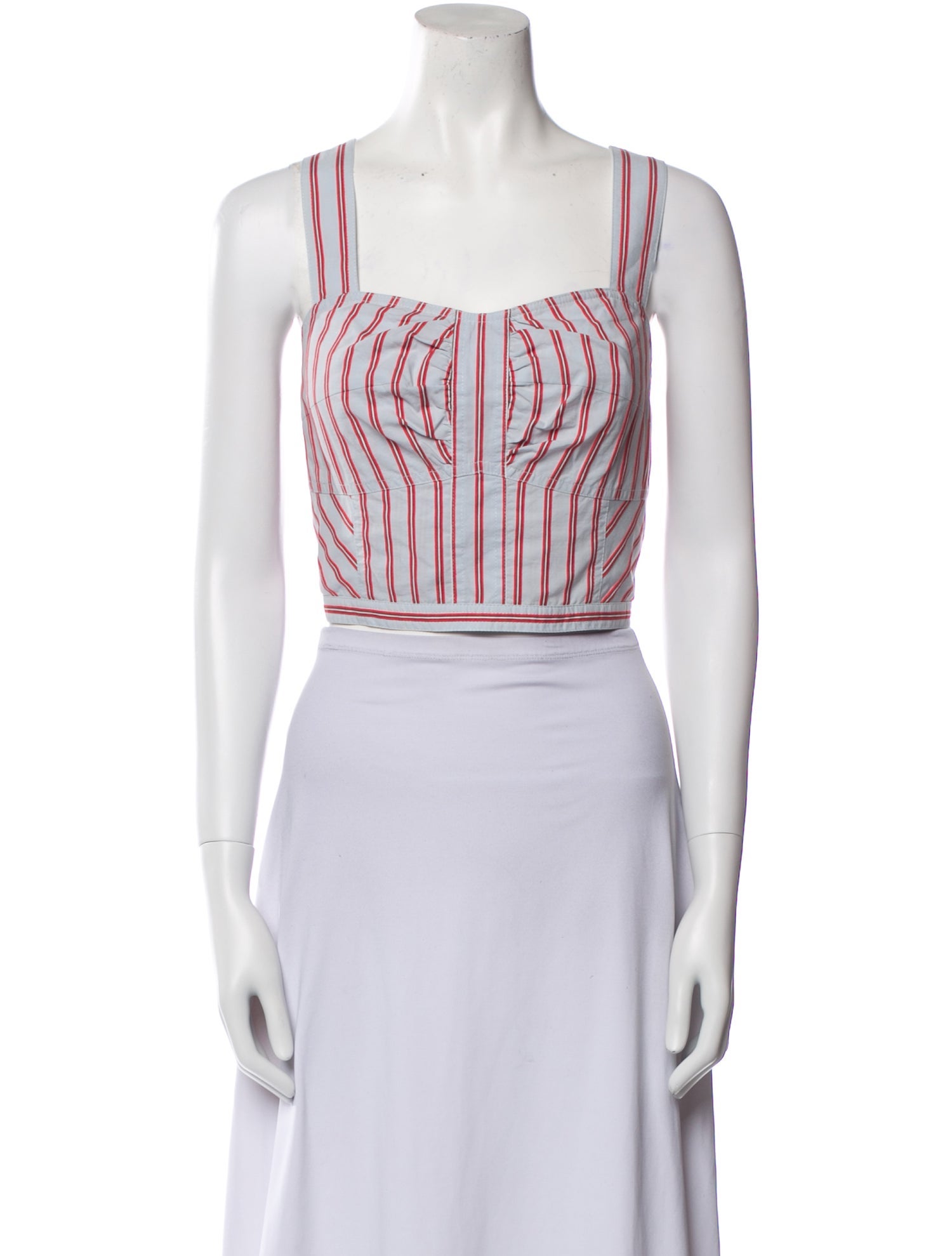 Derek Lam 10 Crosby Striped Square Neckline Crop Top