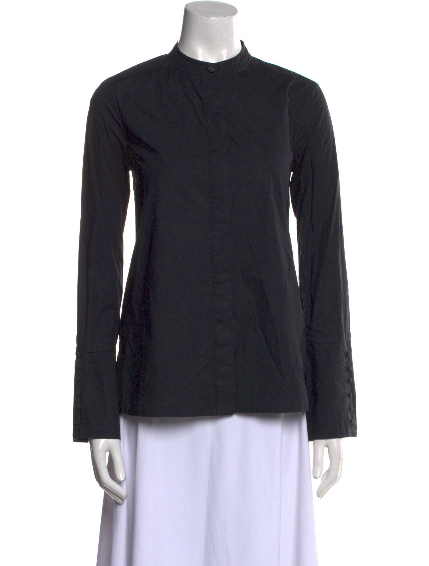 Derek Lam 10 Crosby Mock Neck Long Sleeve Button-Up Top