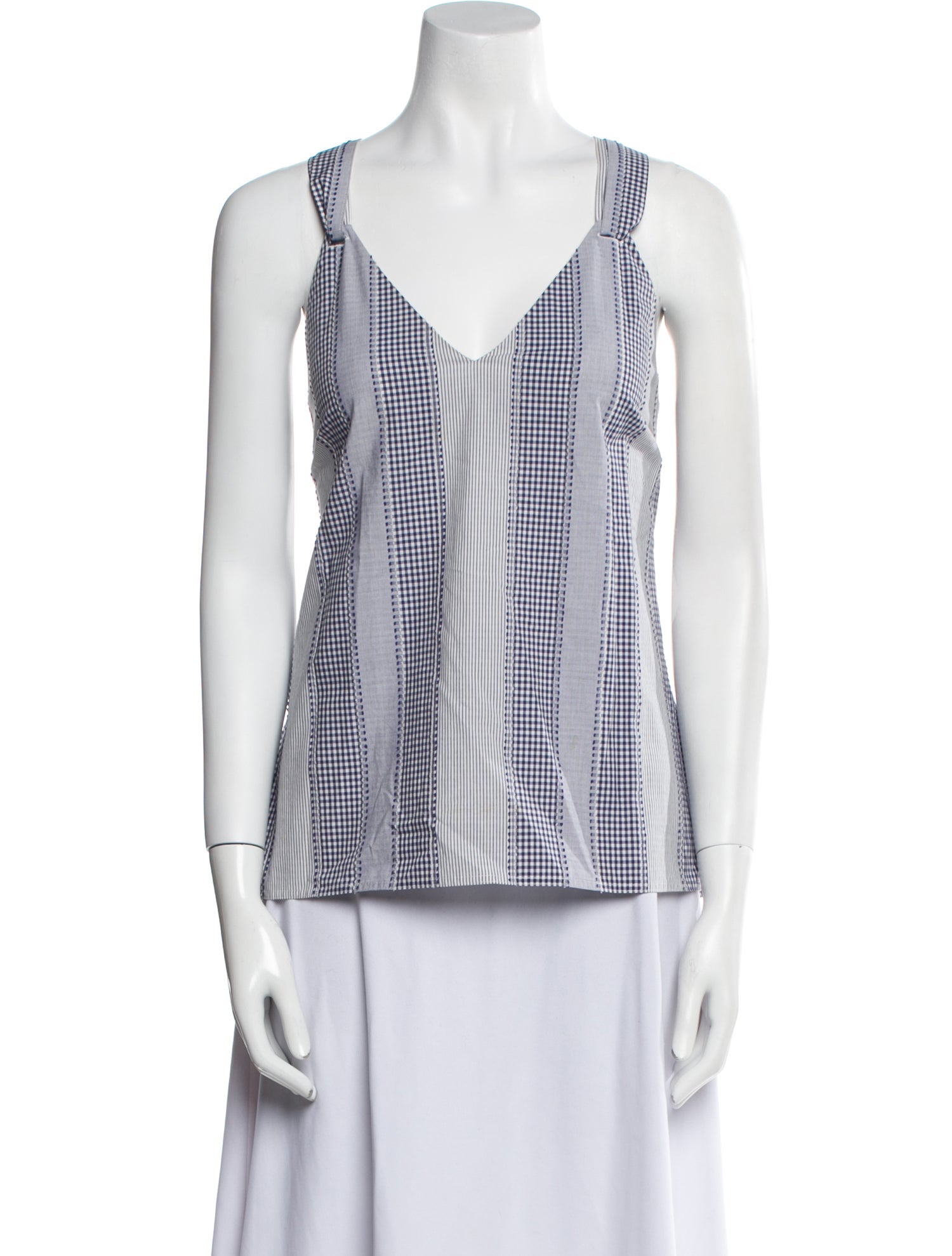 Derek Lam 10 Crosby Plaid Print V-Neck Top