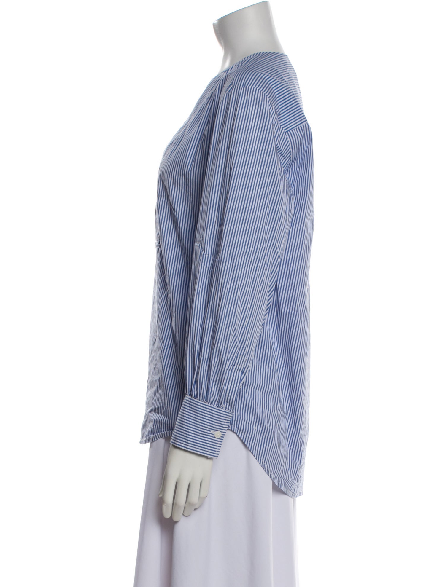 Derek Lam 10 Crosby Striped Crew Neck Button-Up Top